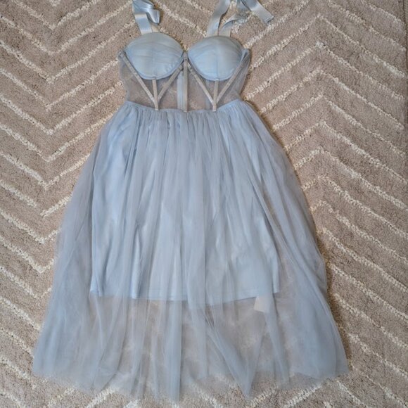 NWT - Tie Shoulder Bustier Mesh Party Dress Size Large - Picture 2 of 9